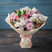 Букет цветов из:  Хризантемы, Альстромерии и Розы в Краснослободске Волгоградской области