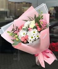 Букет цветов из:  Розы, Лизиантусы и Хризантемы в Краснослободске Волгоградской области