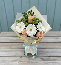 Букет цветов из:  Герберы, Розы и Хризантемы в Краснослободске Волгоградской области
